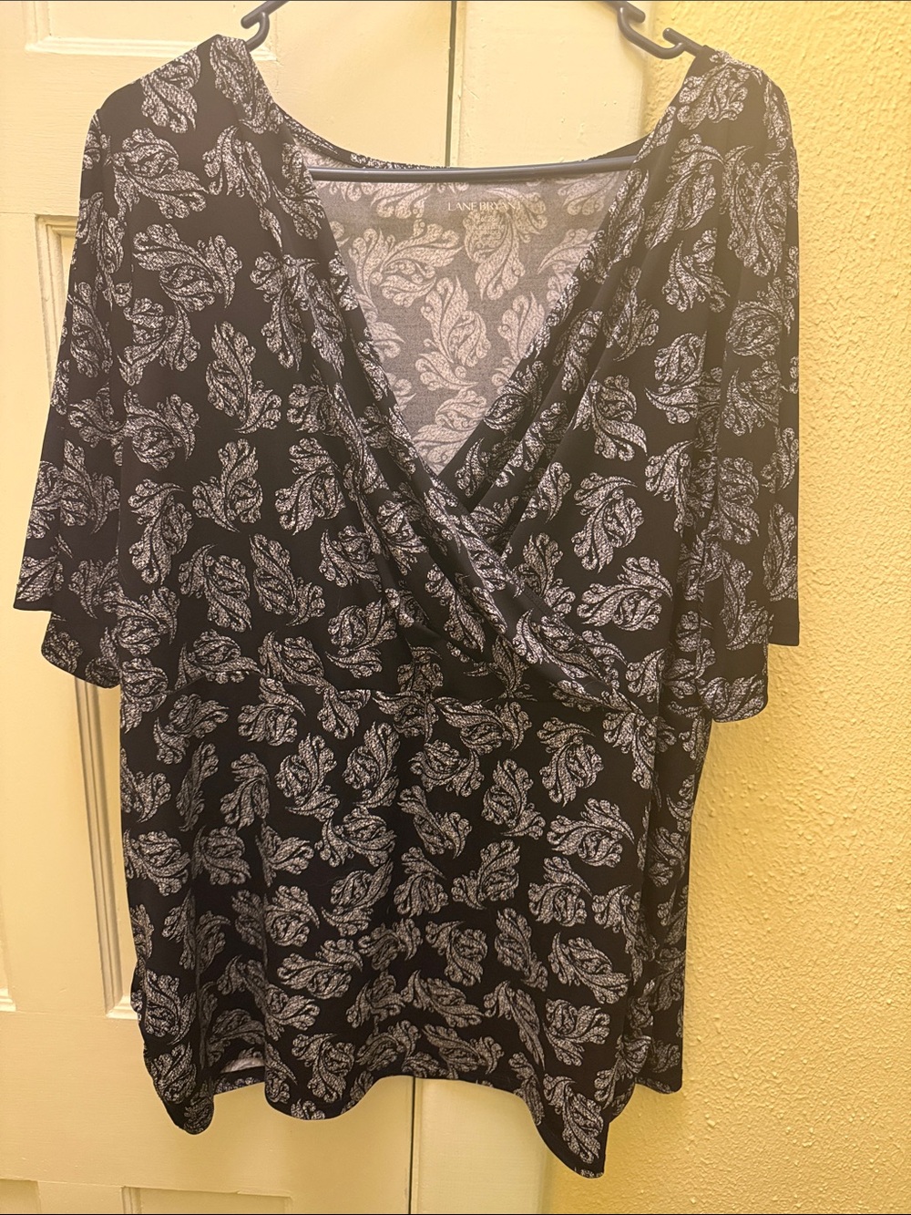 Lane Bryant Black and White Paisley Surplice Tunic
